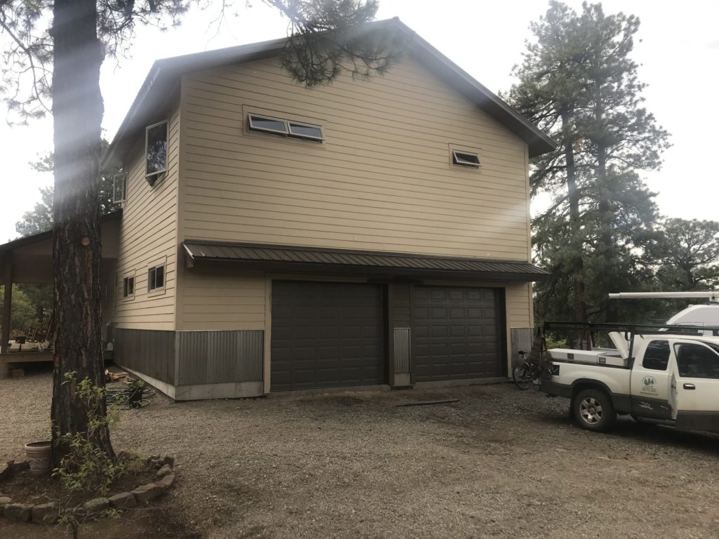 brown short-panel garage doors